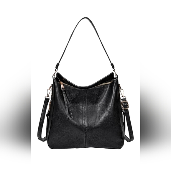 Black Vegan Leather Crossbody Shoulder Bag NWT - Picture 5 of 12